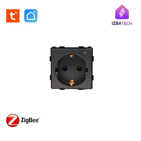 Умная розетка Zigbee с Алисой на 16А без рамки серая для круглого ...