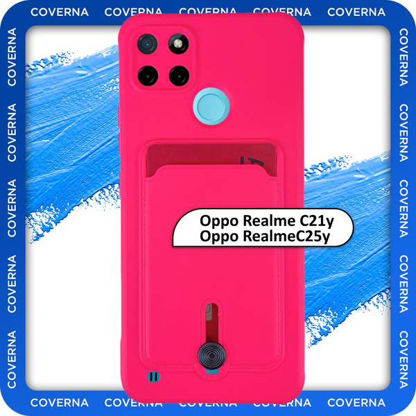 Чехол силиконовый ярко-розовый на Oppo Realme C21y, C25y, для Реалми ...