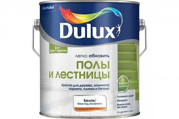 Краска DX Полы и лестницы BW 2 л, Акриловая, Полуглянцевое покрытие ...