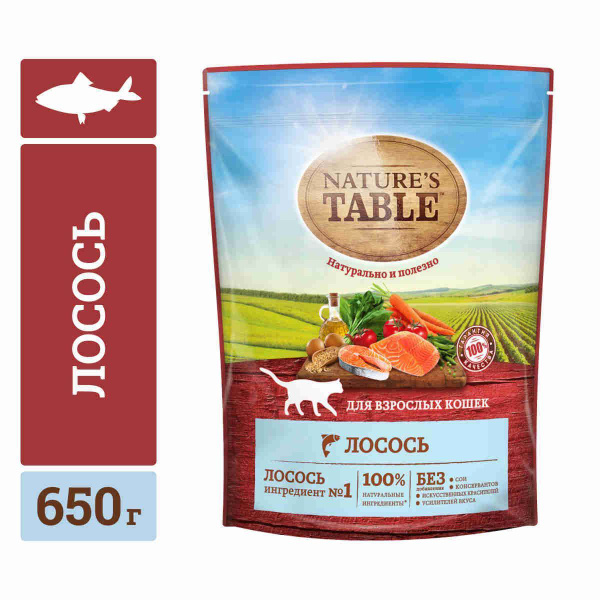 Сухой корм для кошек Nature’s Table™ Лосось, 650г купить на OZON по ...