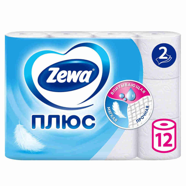 Туалетная бумага Zewa Плюс Без аромата, 2 слоя, 12 рулонов - купить с ...