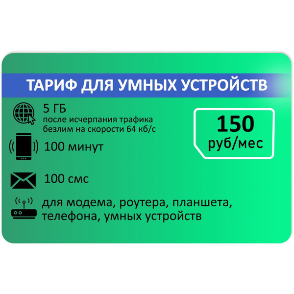 SIM-карта Сим карта для модема 100 мин и 5 гб интернета. АП 150 руб ...
