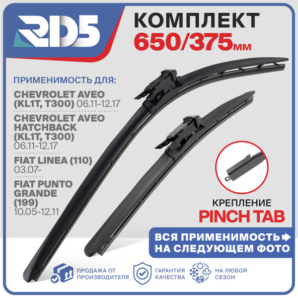 650 375 мм. Pinchtab. Бескаркасные щетки стеклоочистителя RD5 на ...