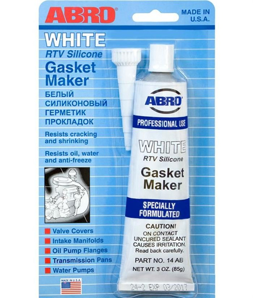 Abro герметик прокладочный white gasket maker, 85г 14ab - купить по ...