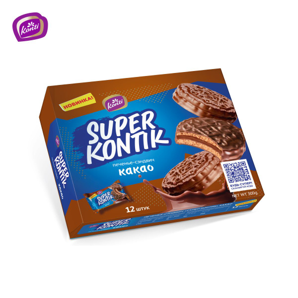 Печенье-сэндвич "Супер-Контик" какао, 300г - купить с доставкой по ...