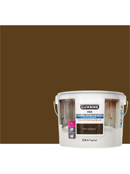 Лак для стен и потолков акриловый орех полуглянцевый 2.5 л купить на ...