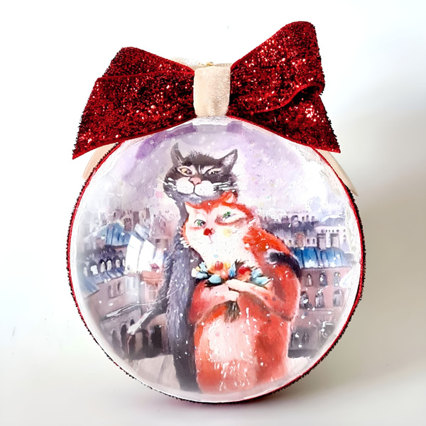 Елочный шар "Питерские коты", диаметр 8 см, купить c доставкой на OZON ...