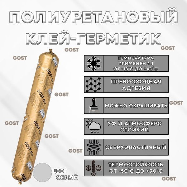 GOSTFLEX PU 40 - полиуретановый клей-герметик 600мл. Серый купить на ...