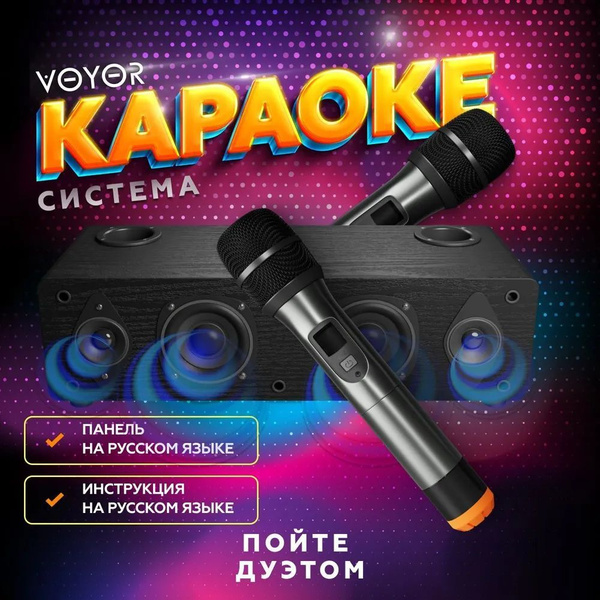 Караоке система для дома/телевизора с двумя беспроводными микрофонами ...