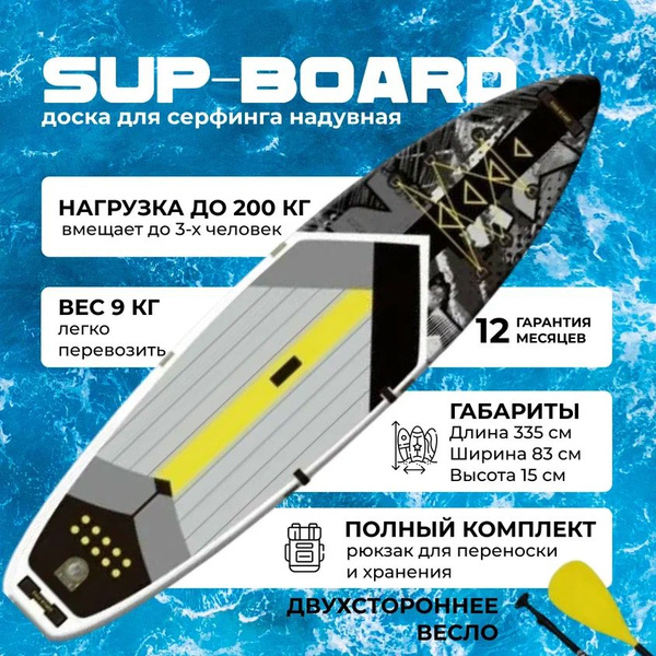 Надувная SUP-доска (сапборд) Rave Board Flow 335x83x15 cm, полный ...