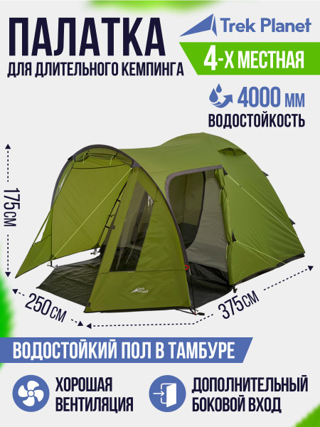 Палатка 4-местная TREK PLANET Avola 3 купить c доставкой на OZON по ...