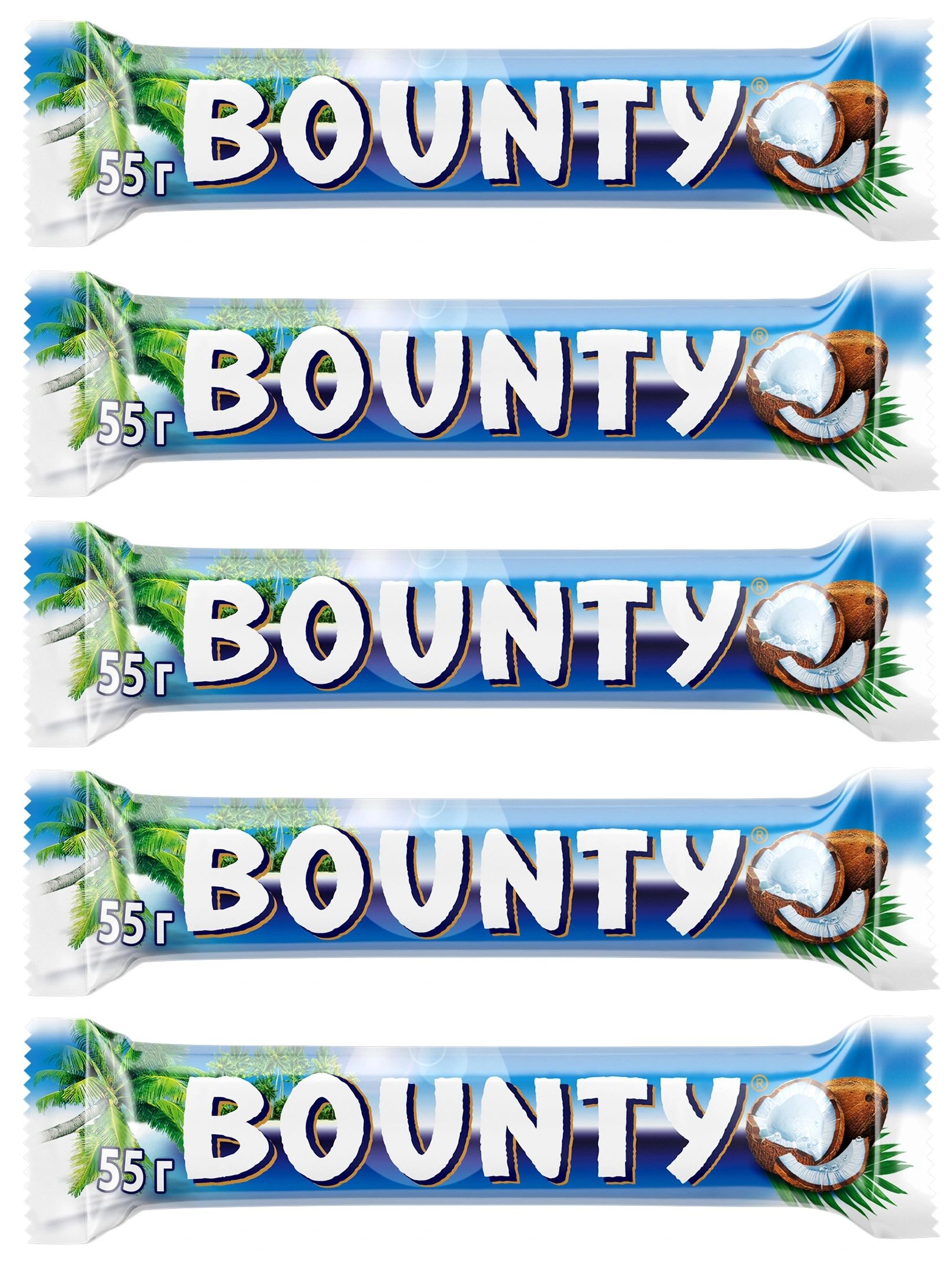 Шоколадный Батончик Bounty Шоколадный С Кокосом, 5 шт по 55 г