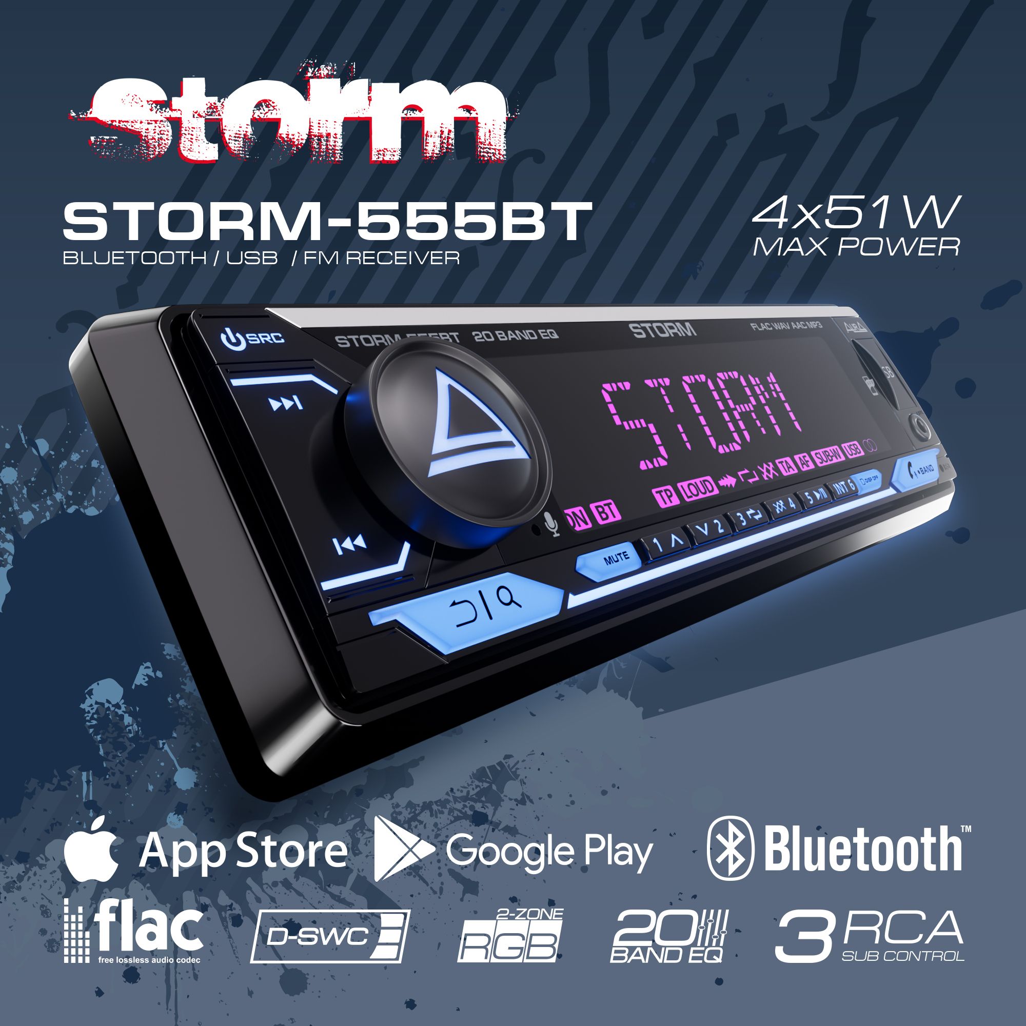 Автомобильный USB/BT ресивер AurA STORM-555BT1 DIN - купить в  интернет-магазине OZON с доставкой по России (1200510372)