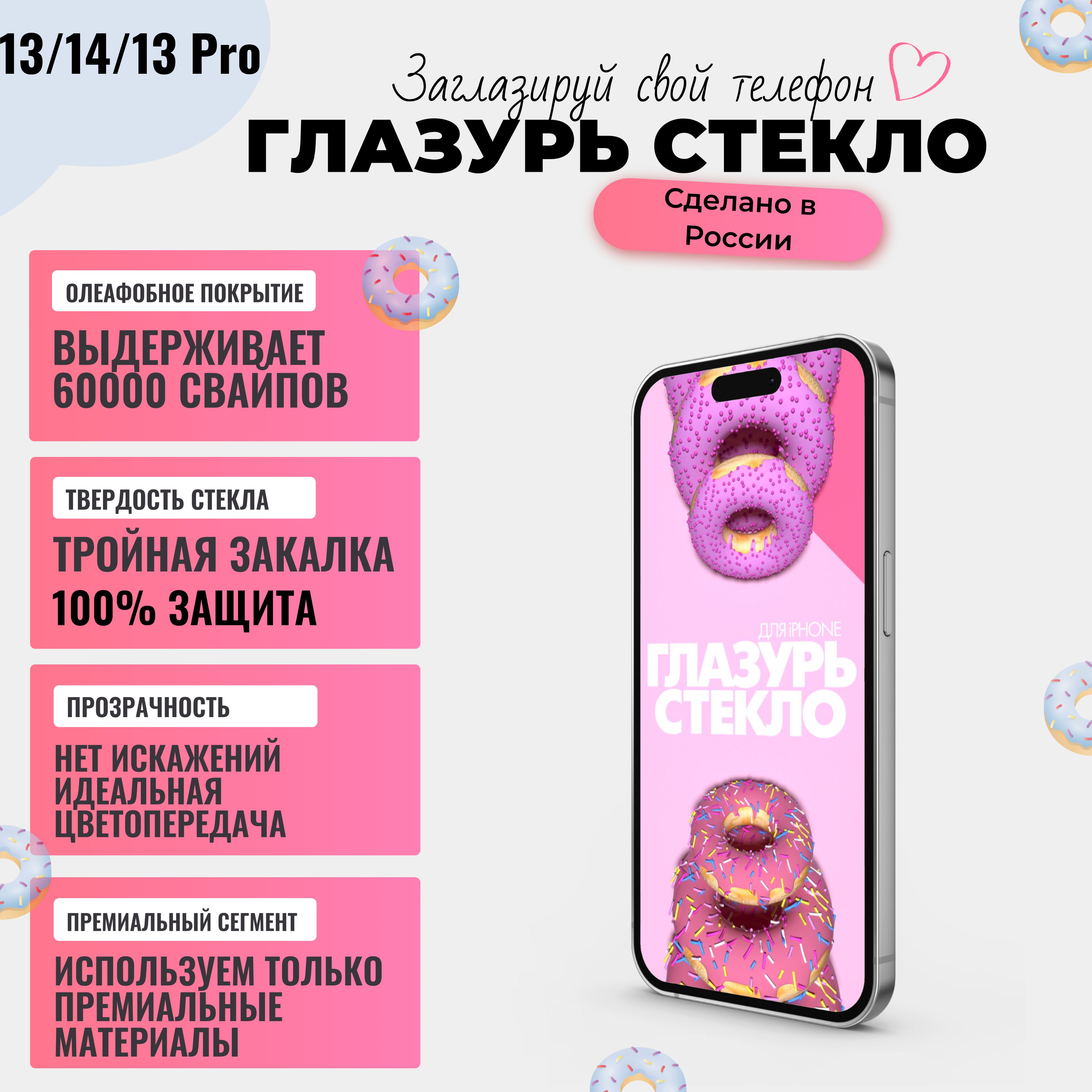 Премиальное Защитное стекло для iPhone 13/14/13 Pro ГЛАЗУРЬ РОЗОВАЯ/  Противоударное бронестекло для Айфон 13/14/13 Про - купить с доставкой по  выгодным ценам в интернет-магазине OZON (1419872938)