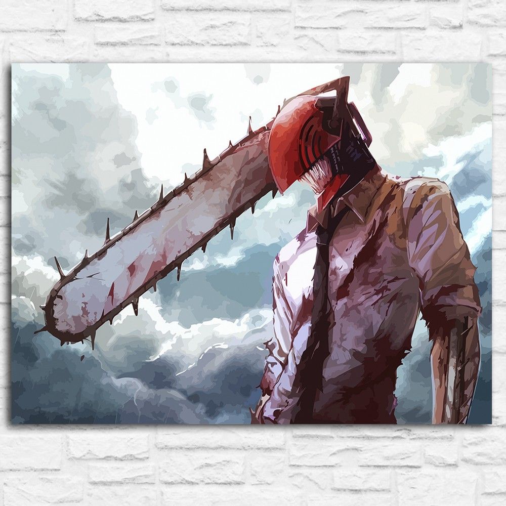 Картина по номерам на холсте аниме человек Бензопила (Chainsaw man, манга)  - 15110 Г 30x40