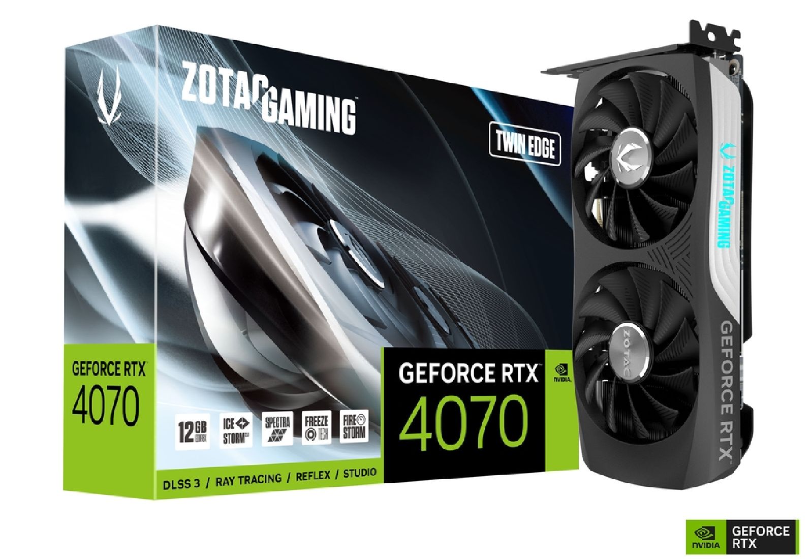 ZOTACВидеокартаGeForceRTX4070ZOTACGAMINGGeForceRTX4070TwinEdgeBlack12GB12ГБ(ZT-D40700E-10M)