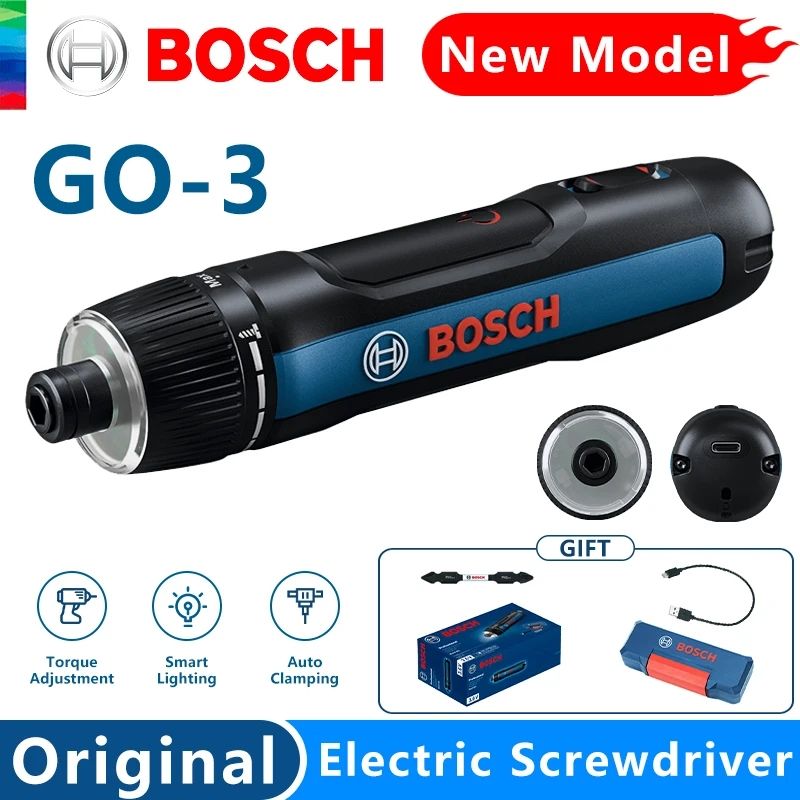 BoschGO3Новаяумнаямини-аккумуляторнаяотвертка3,6Вснажимнымтипом,внутреннееэлектричествосUSB-кабелемдлязарядки