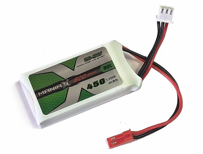 АккумуляторManiaXEcoLiPo7.4V2S1P450mAh30CсразъемомJST-BEC