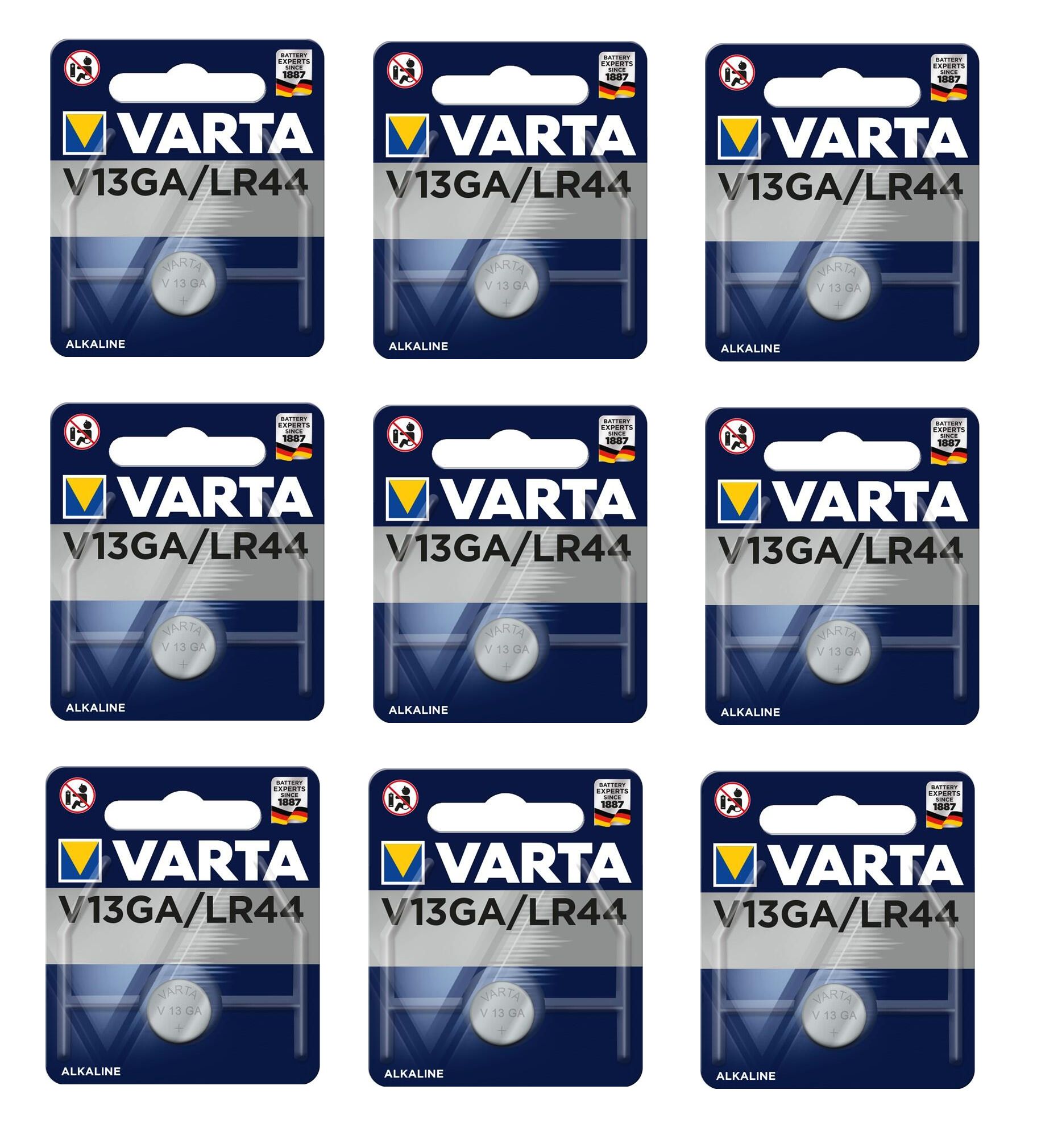 VartaБатарейкаLR44(LR1154,V13GA,AG13,G13,RW82),1,5В,9шт