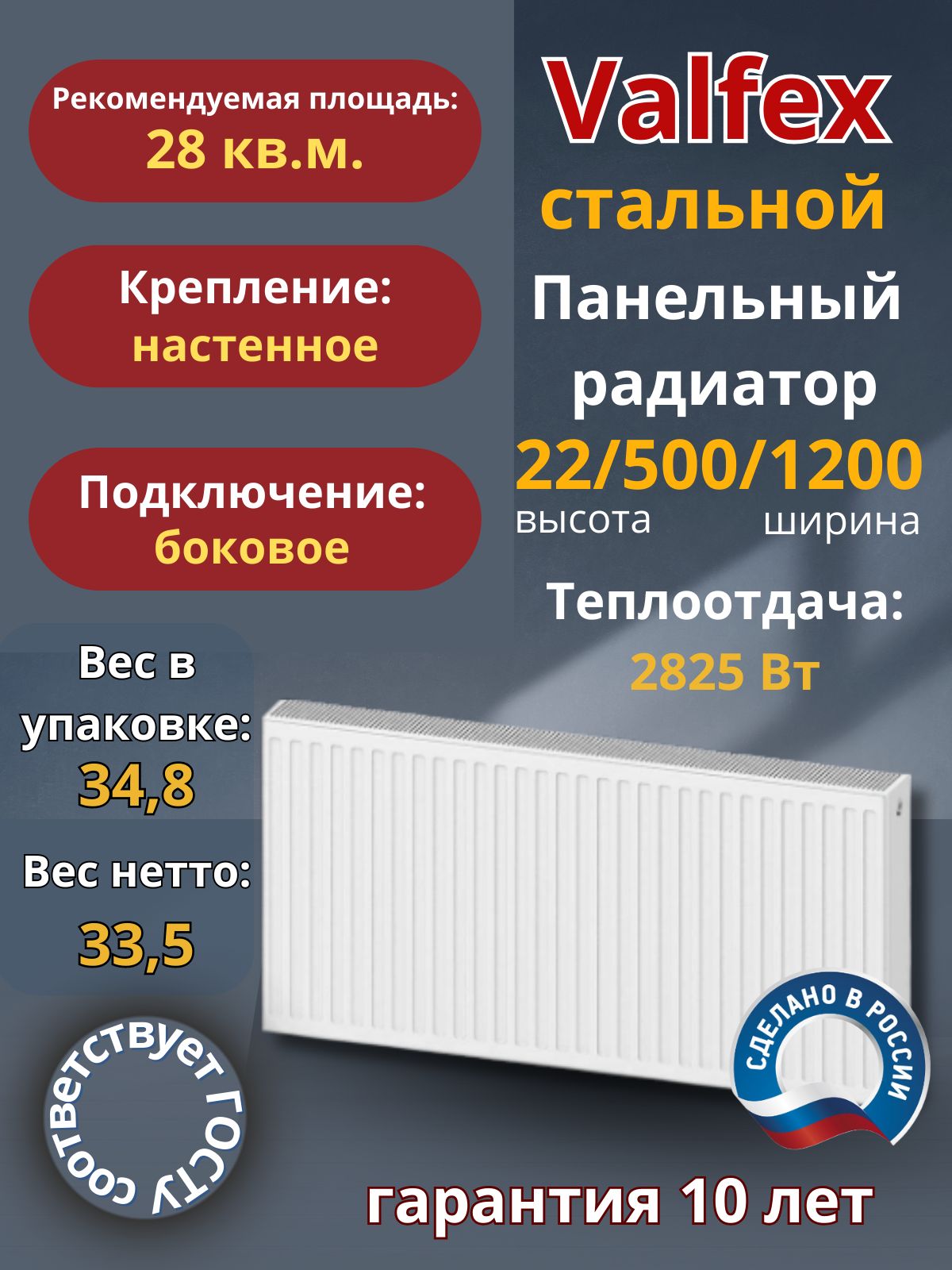 РадиаторПанельный22500Х1200