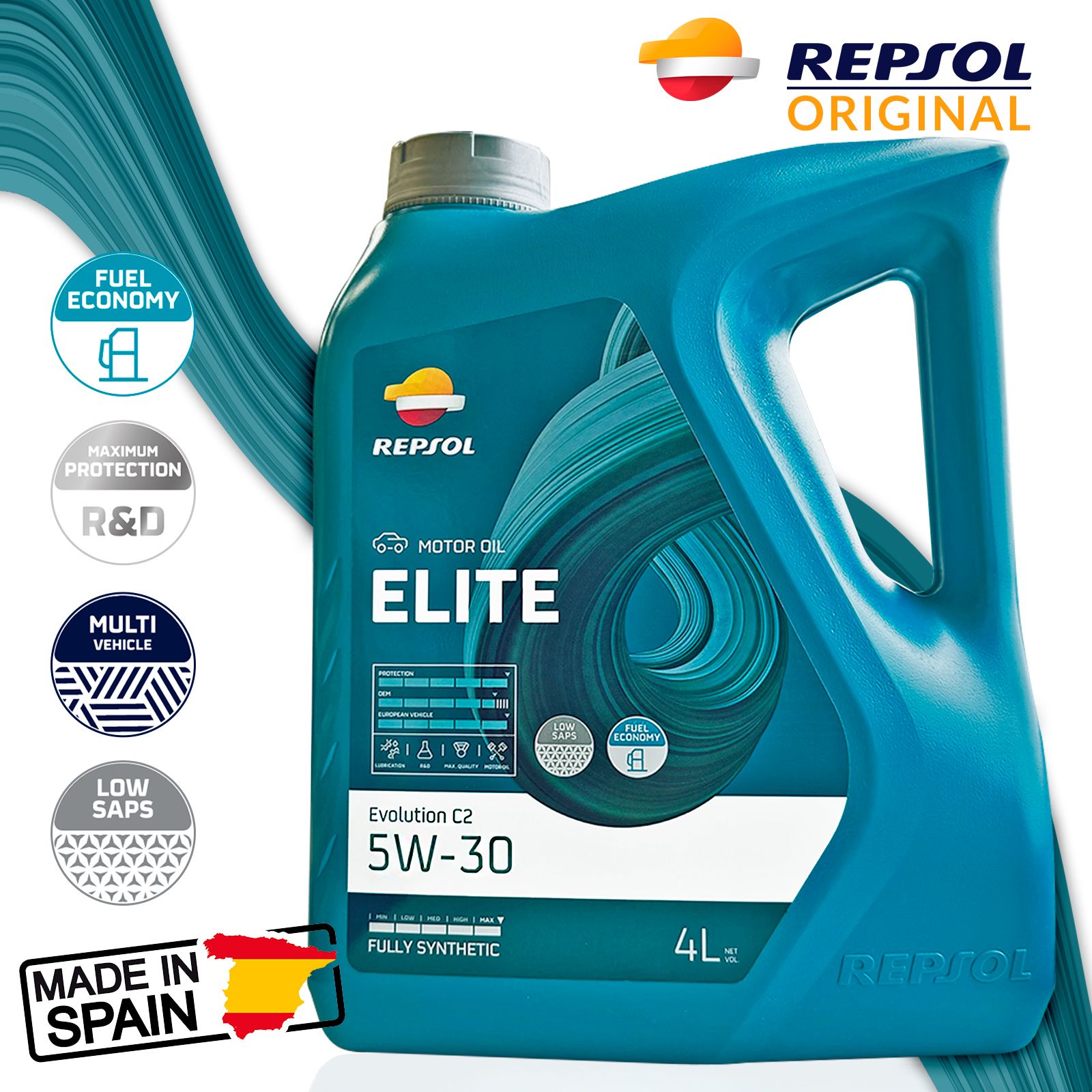 Repsol ELITE EVOLUTION C2 5W-30 Масло моторное, Синтетическое, 4 л