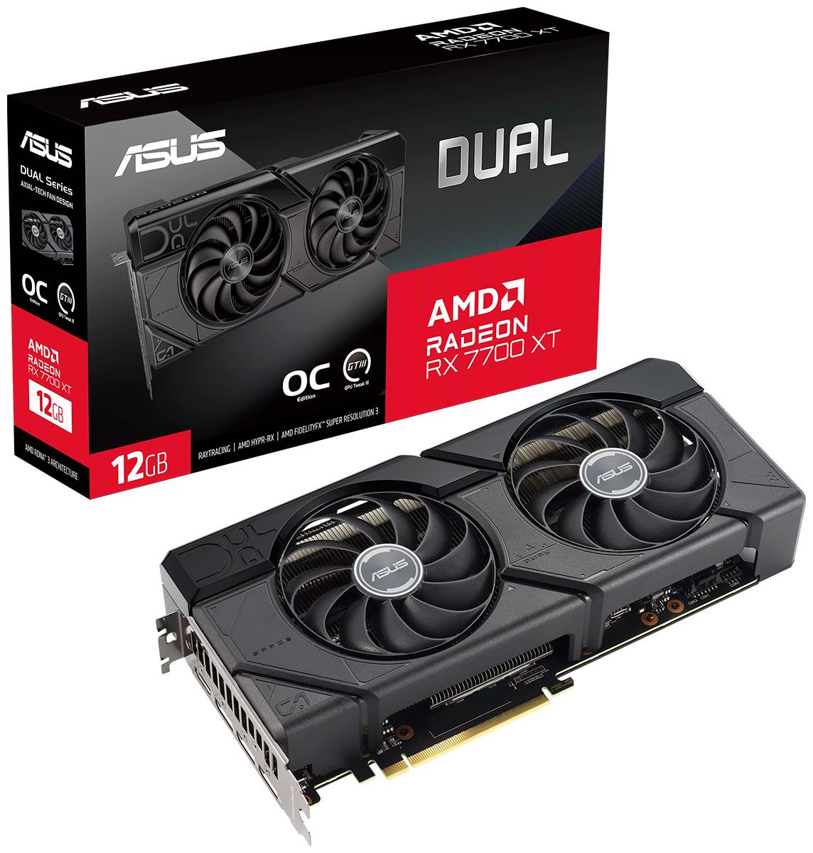 ASUSВидеокартаRadeonRX7700XTRadeonRX7700XTDUALOC12GB(DUAL-RX7700XT-O12G)12ГБ(RadeonRX7700XTDUALOC12GB(DUAL-RX7700XT-O12G))