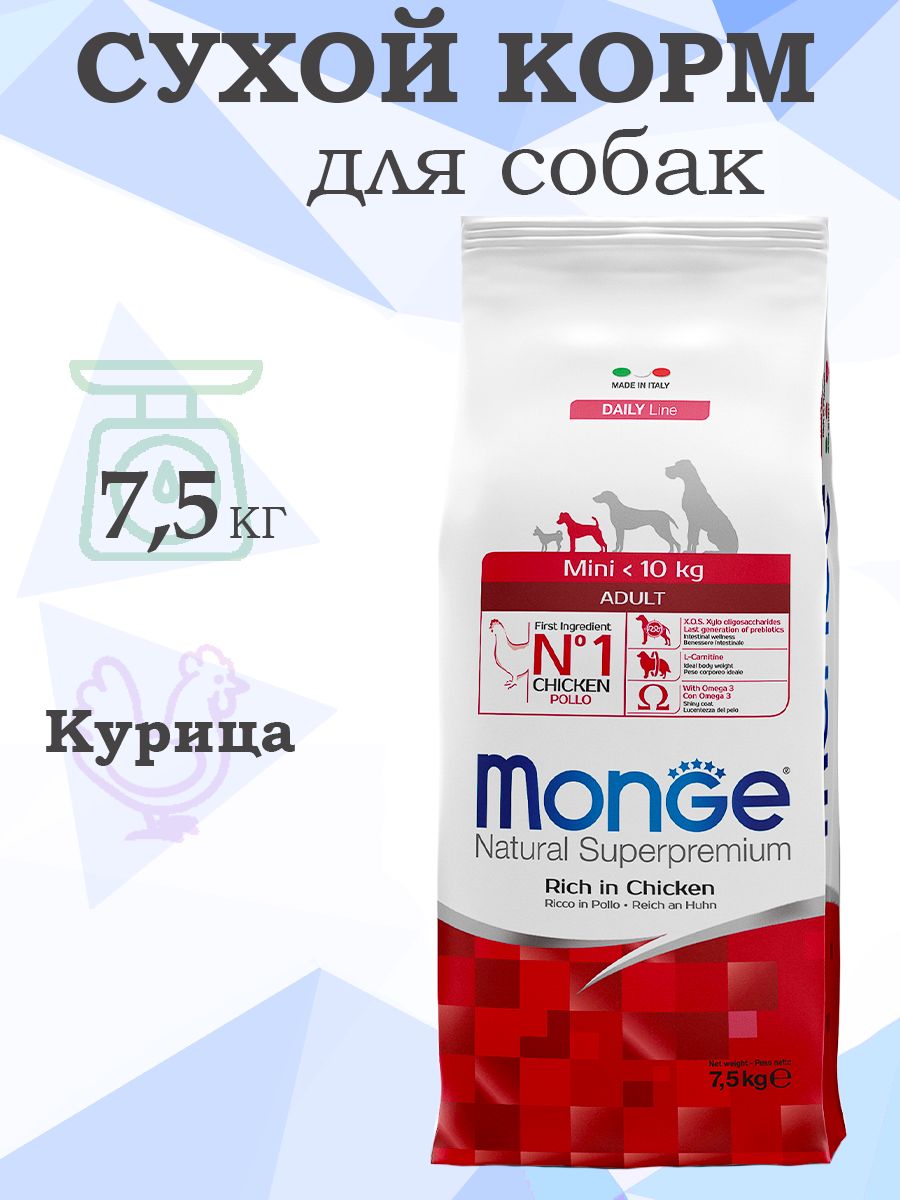 Monge Dog Adult Mini / Сухой корм Монж для взрослых собак Мелких пород 7,5 кг