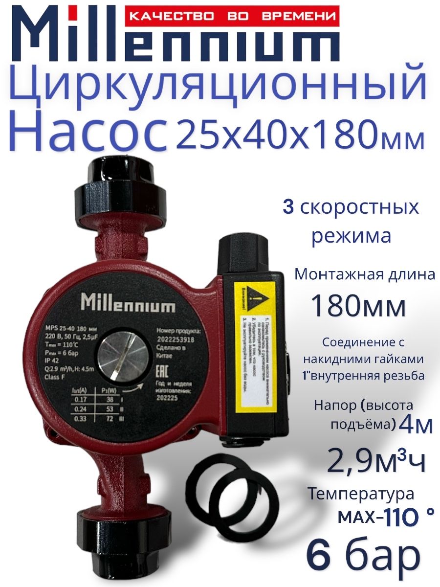 НасосциркуляционныйMillenniumMPS25х40х180мм