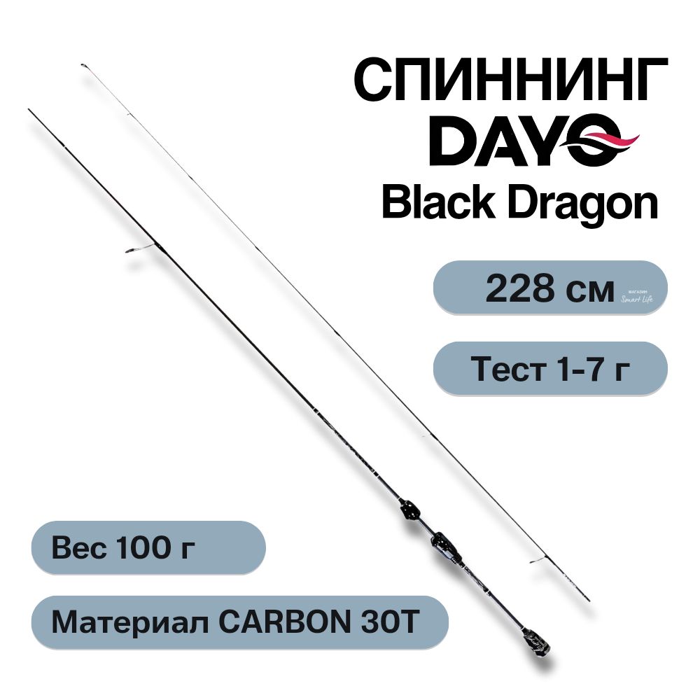 СпиннингDayoBlackDragon228смтест1-7граммДоюйблэкдрагонспиннингультралайтнаокуня,головля,щуку,хищника,спиннингдляджига,микроджига