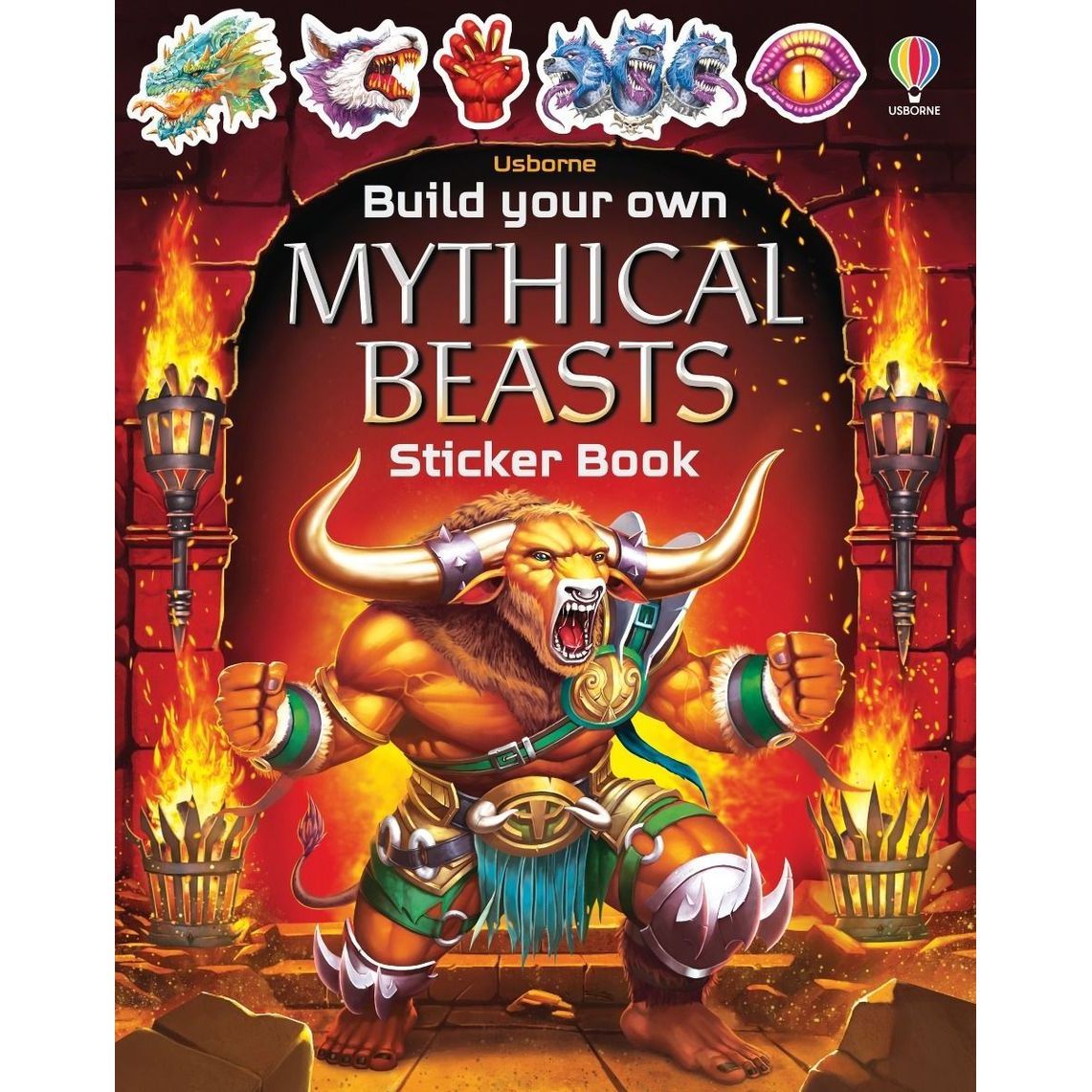 Usborne Build Your Own Mythical Beasts книга с наклейками для детей с 5 лет