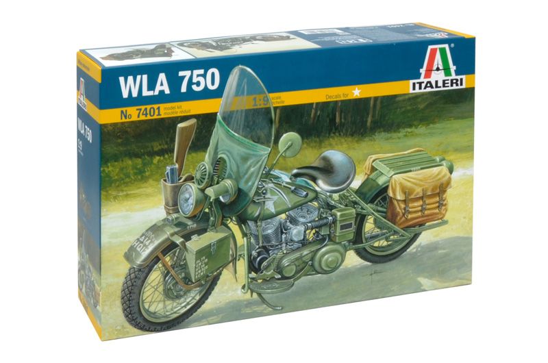 СборнаямодельАмериканскийМотоциклHarleyDavidsonUSArmyWWIIMotorcycleWLA750,масштаб1/9,7401Italeri