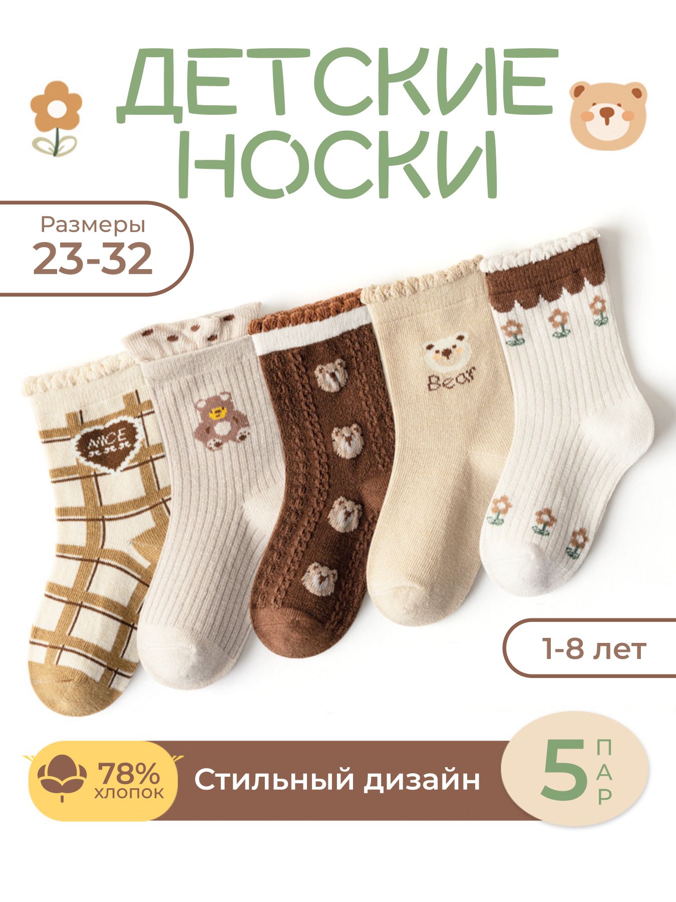 КомплектносковMinliuSocksДлядевочек,5пар