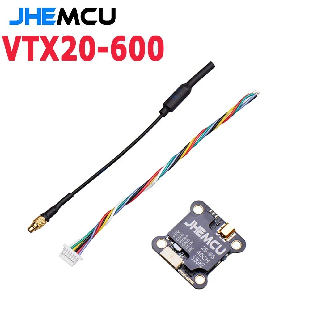 JHEMCU видео передатчик повышенной мощности VTX20-600 5,8G 40CH PitMode 5V/1A 25mW 100mW 200mW 400mW 600mW