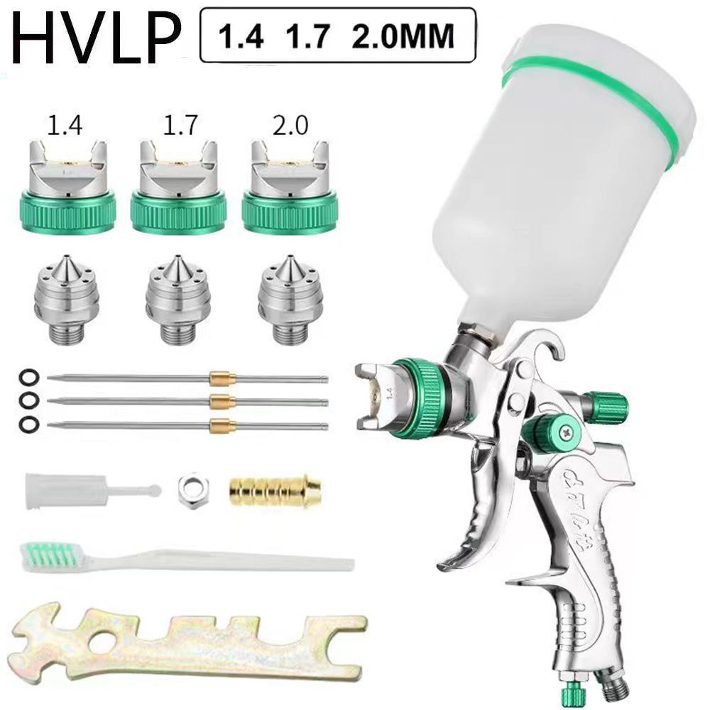 Профессиональный пневматический краскораспылитель, краскораспылитель для домашней отделки, HVLP 1,4/ 1,7/2,0 мм сопло