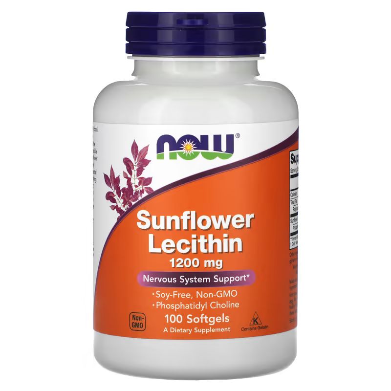 Now, Лецитин подсолнечника, Sunflower Lecithin, 1200 мг, 100 капсул