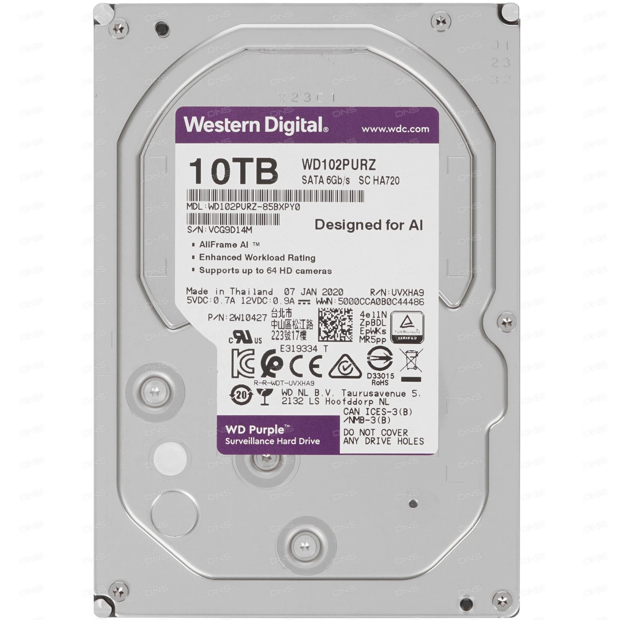 WesternDigital10ТБВнутреннийжесткийдискWD102PURZ(WD102PURZ)