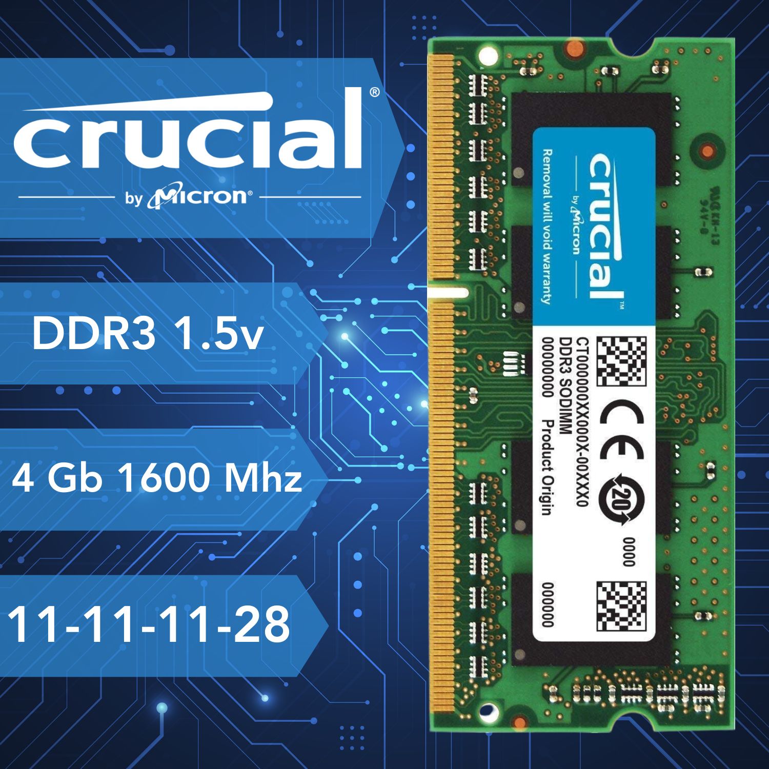 Crucial Оперативная память DDR3 1600 МГц для ноутбука 1x4 ГБ (0)