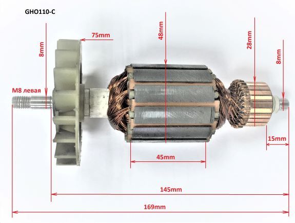 Якорь-роторGHO110-C1PITдвигателярубанкаэлектрическогоЭЛЕКТРОРУБАНКА