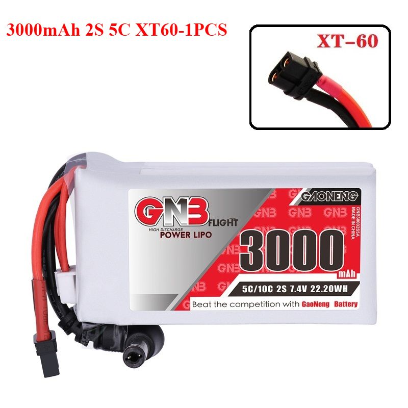 Литиевая батарея GNB 3000MAH 2S 5C 7,4 В с вилкой XT30/XT60