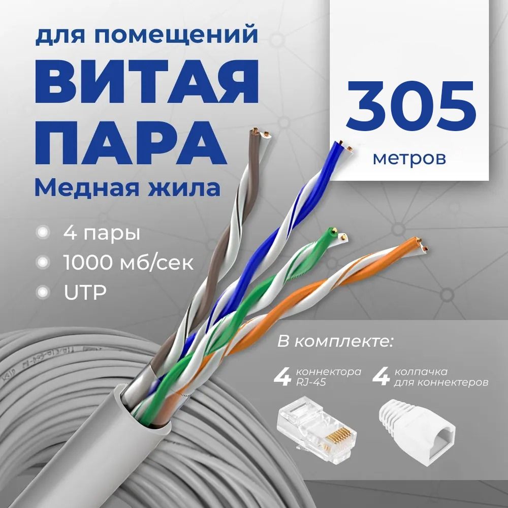 Витаяпаракабель,305м,Cu,UTP5e,4pr