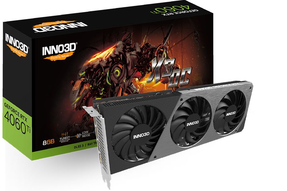 Inno3DВидеокартаGeForceRTX4060TiInno3DGeForceRTX4060Ti8GBX3OC8G8ГБ(N406T3-08D6X-171153L)