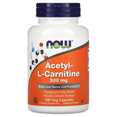 NowFoods,AcetylL-Carnitine,АцетилL-карнитин,500мг,100растительныхкапсул