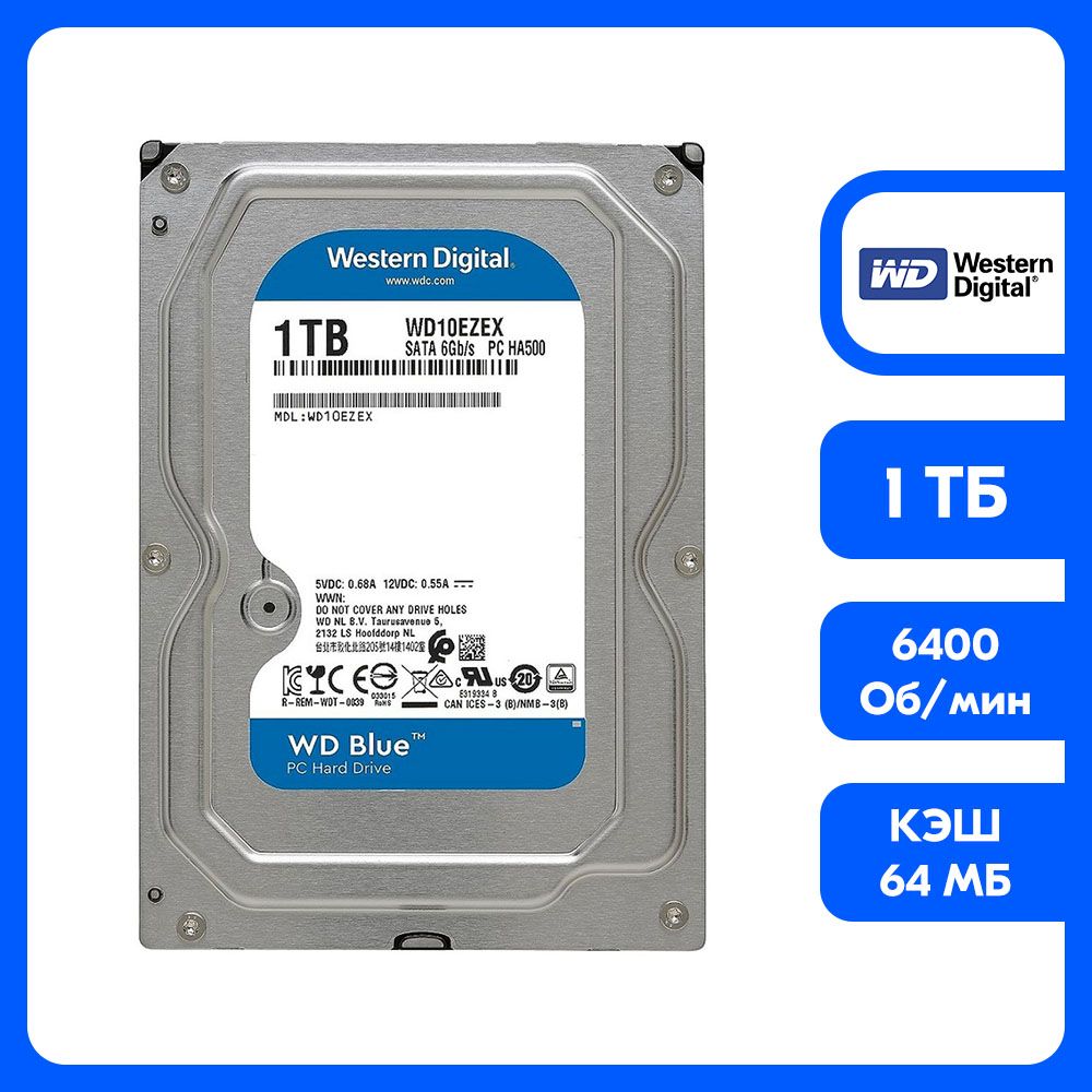 Western Digital 1 ТБ Внутренний жесткий диск (WD10EZEX) 