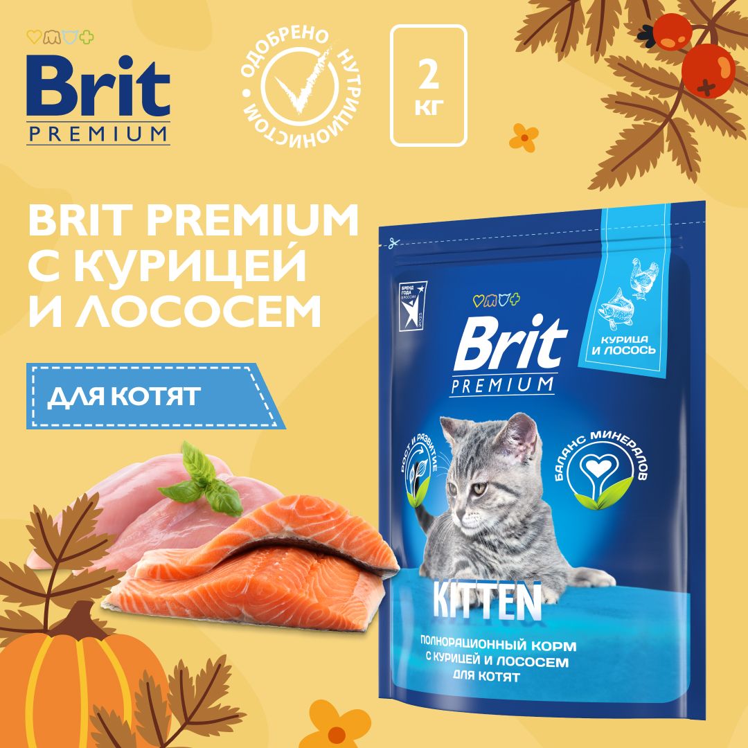 Кормдлякошексухой,BRITPREMIUMскурицейилососемдлякотят"CatKitten"2кг