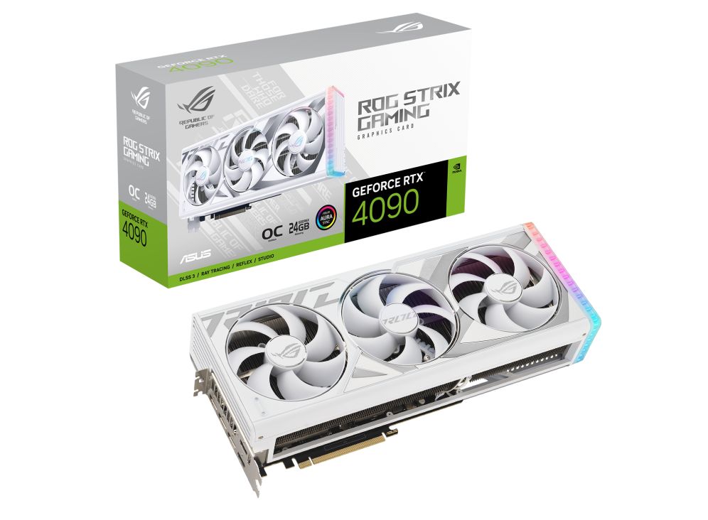 ASUSВидеокартаGeForceRTX4090ВидеокартаAsusROGStrixGeForceRTX4090WhiteEdition24GBGDDR6X,Gaming,OC,384-bit,4K,RayTracing,VRReady24ГБ(ROG-STRIX-RTX4090-24G-WHITE)