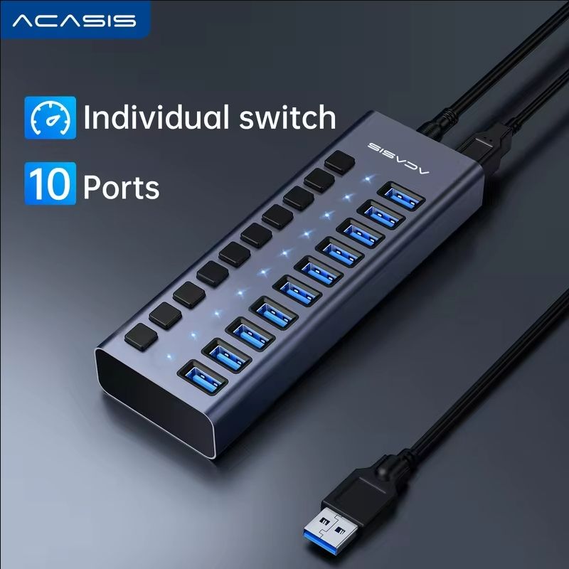 Acasis10ПортUSBконцентратор5Гбит/сUSB3.0разделительUSBдляноутбуков