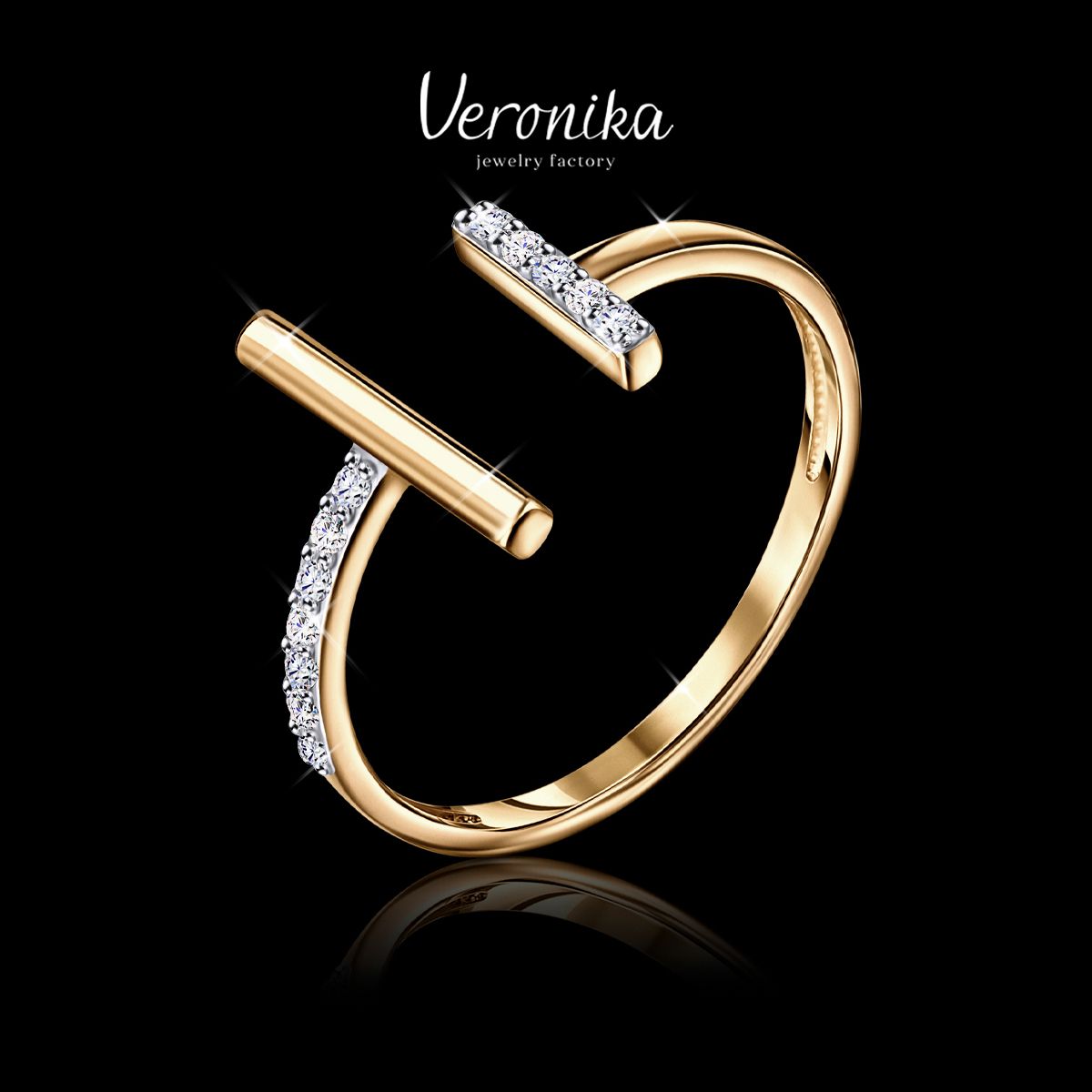 Veronika jewelry factory Кольцо женское позолоченное серебро 925 пробы