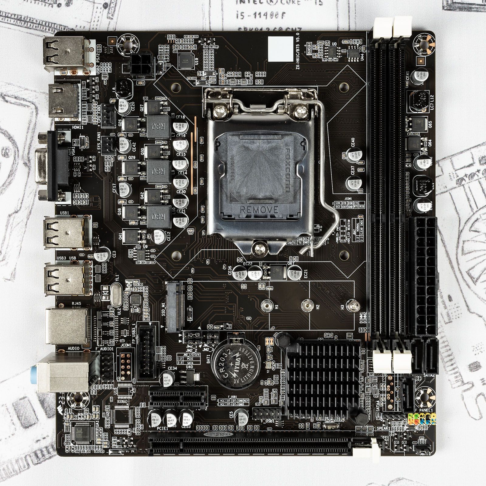 AiTechМатеринскаяплатаWinfox/ZX-H61C/B75V5.0/2xDDR3/VGA(D-Sub),HDMI/LGA1155/Micro-ATX