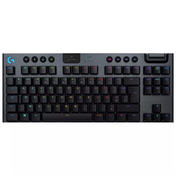 LogitechИгроваяклавиатурабеспроводнаяG915TKL,(GLClicky),Русскаяраскладка,черно-серый