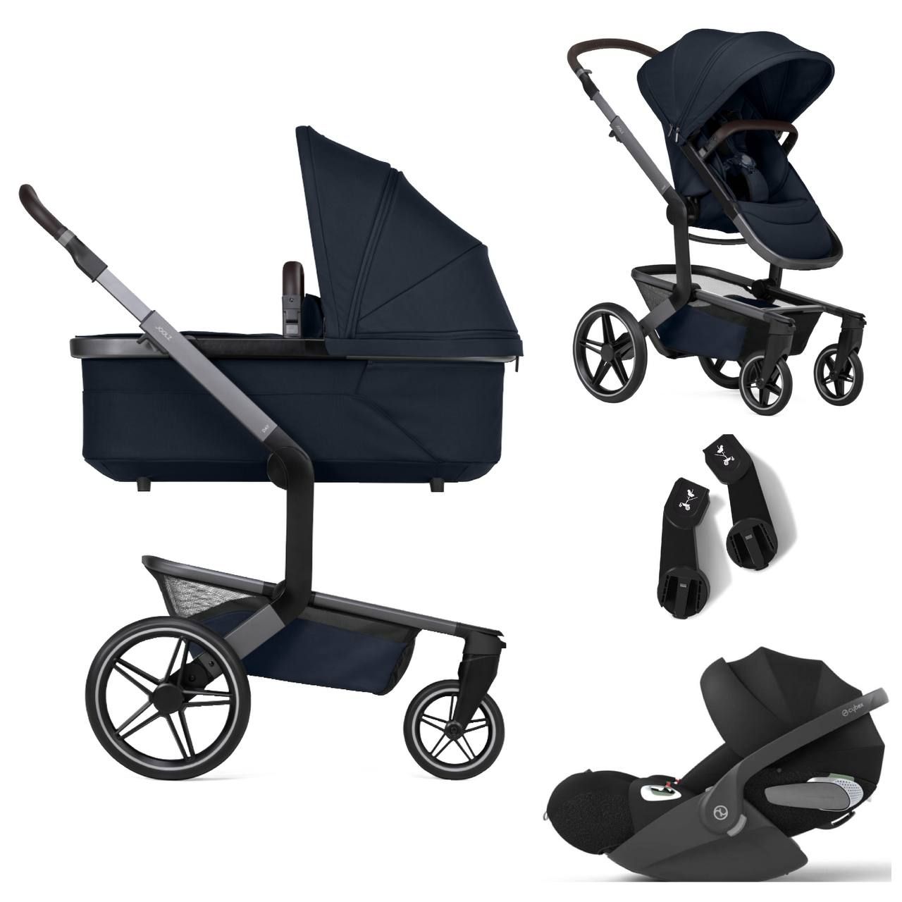 Коляска 3 в 1 JOOLZ DAY5 Navy Blue c автокреслом Cybex Cloud T i-Size Sepia Black